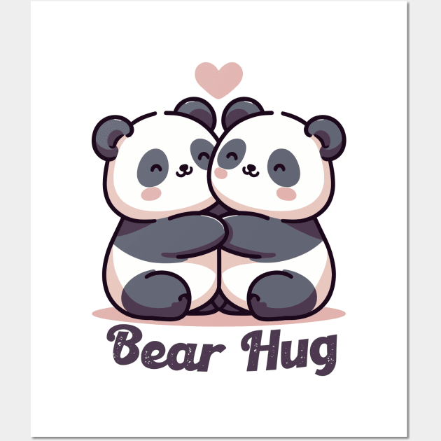 Couple Panda Bear in Love Print art illustration Panda Valentines gifts Wall Art by Casually Fashion Store